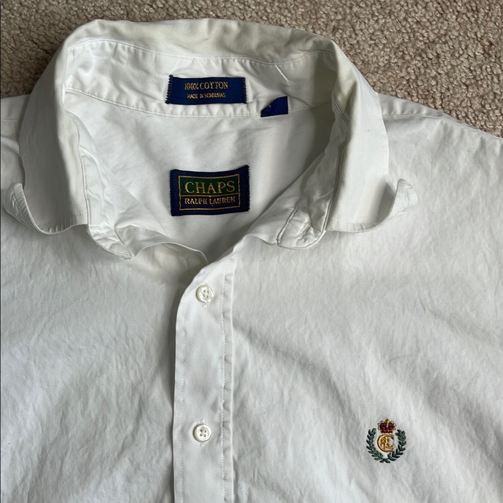 Chaps White Casual Button Down Shirt with Pointed Collar - Picture 2 of 8